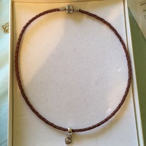 Pandora Double Wrap Leather Bracelet with charm